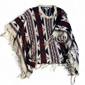 Say What? Aztec Southwestern fringe sweater in size S/M